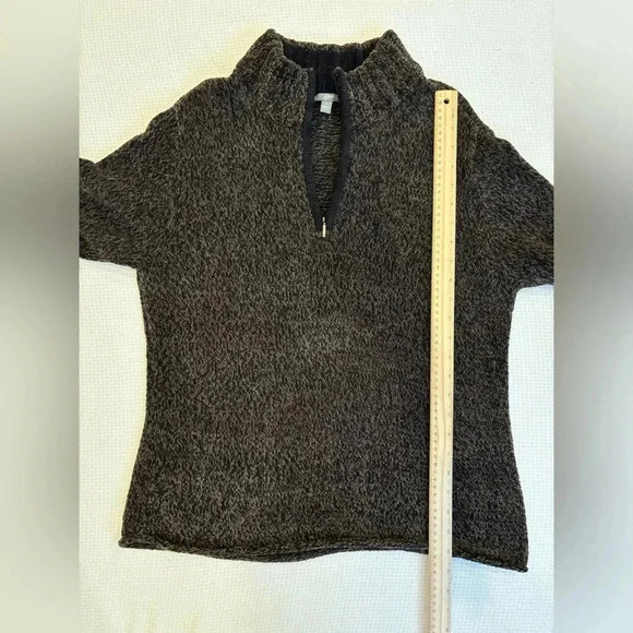 J Jill Sweater L BROWN BLACK Pullover 1/4 Zip Cozy Layer Snow Winter Lodge - Picture 7 of 9